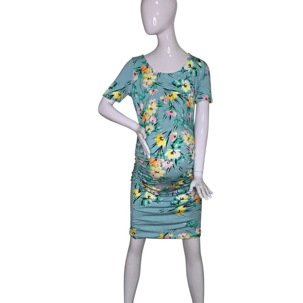 Yumi Kim Maternity Dress Short Sleeve Multicolor Floral Print Size L